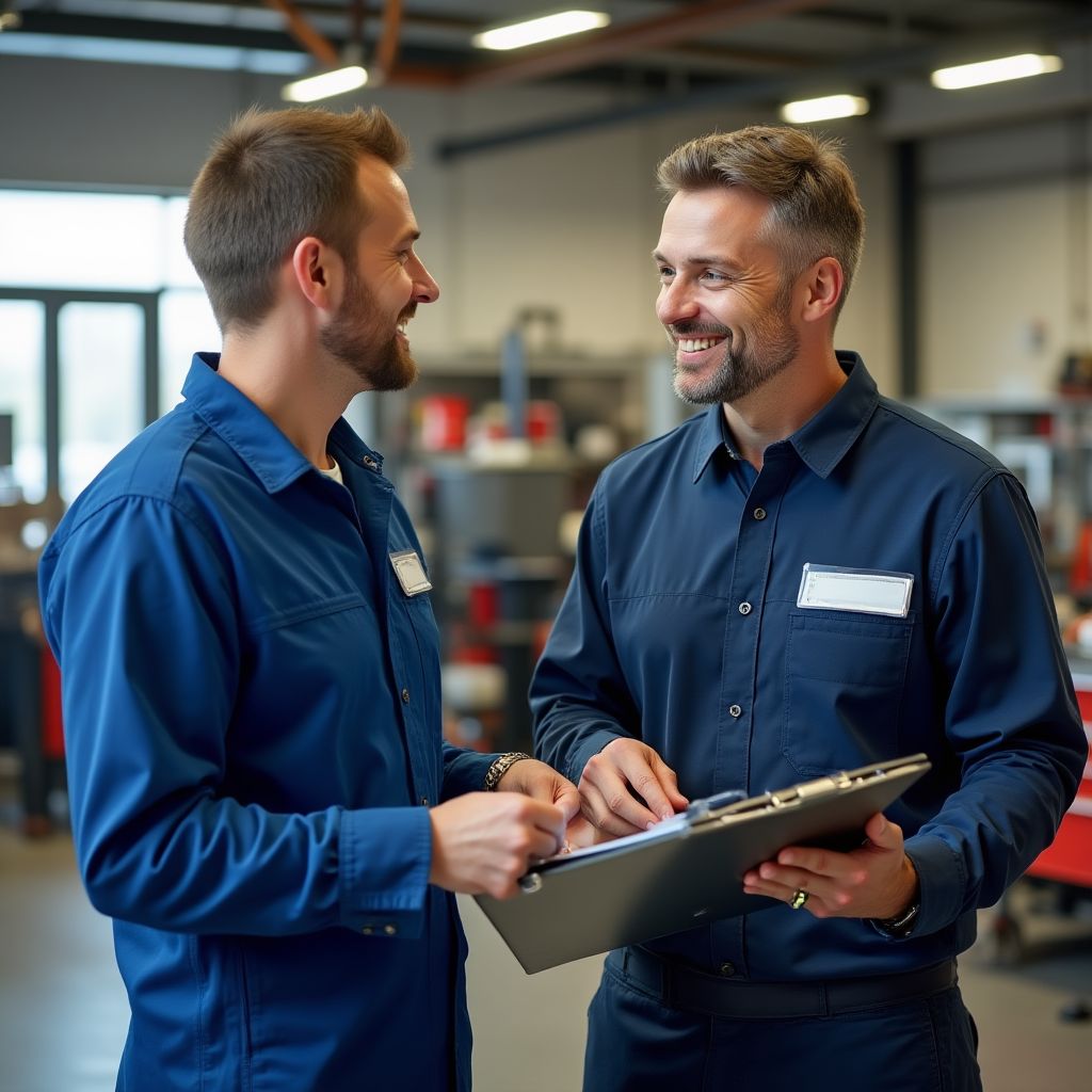 Customer with mechanic